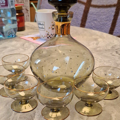 Vintage likörset rauchglas - vintage,
