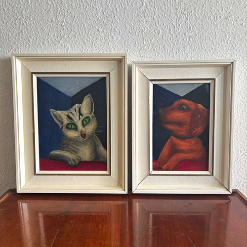 Mid century ölgemälde set - mid,