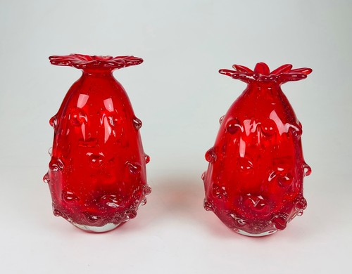 Vintage vasen rot kunstglas - vintage,