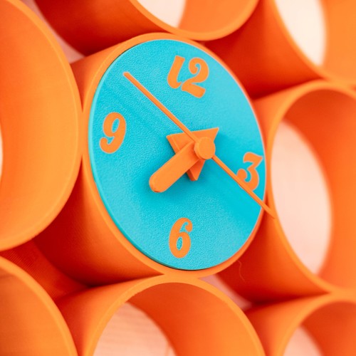Wanduhr türkis orange rund - orange,