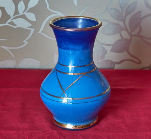 Vintage glasvase blau mit - vintage,